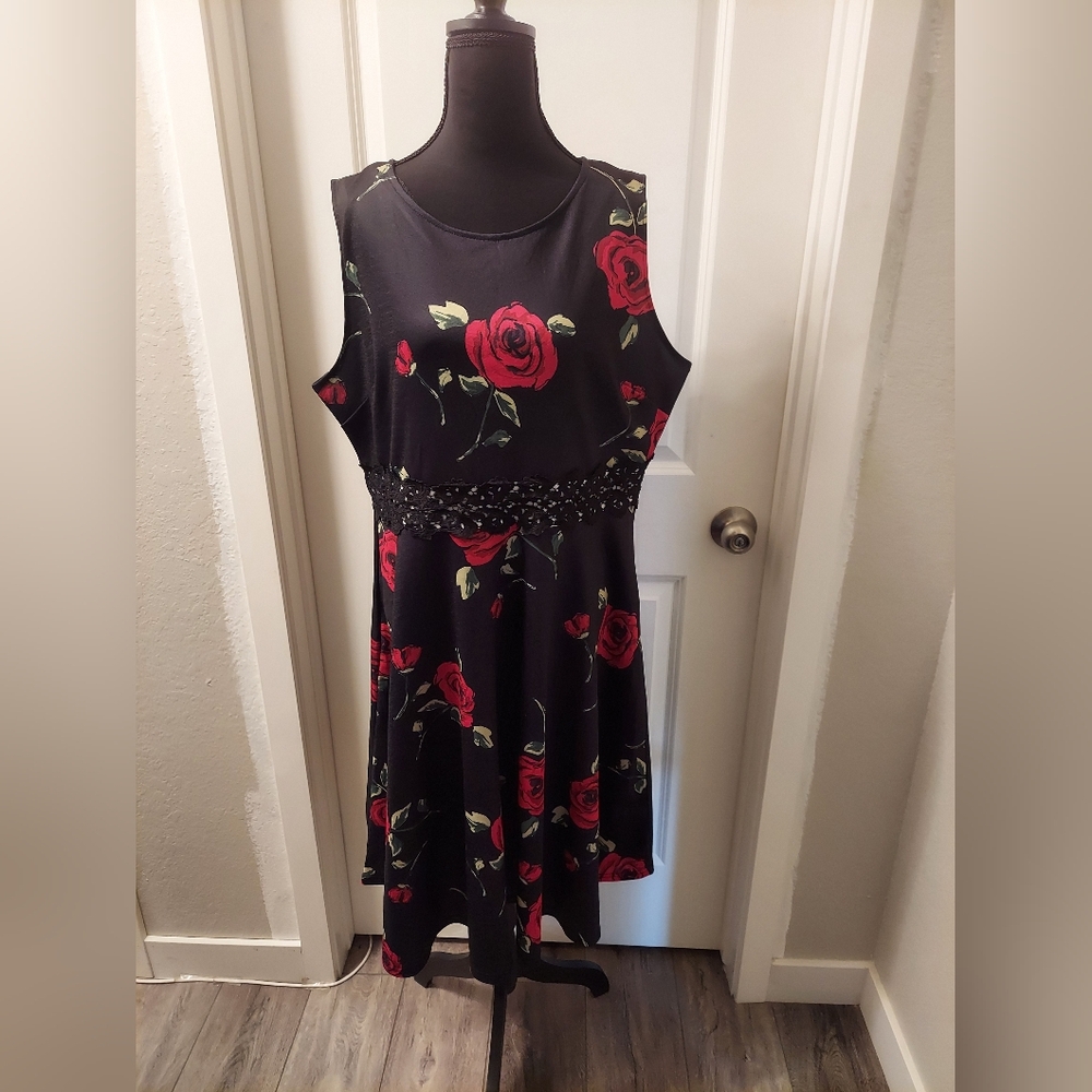 Vintage Inspired Floral Swing Dress 2XL